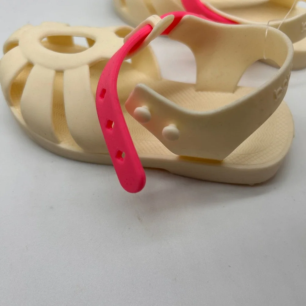 Bopeeps Girls Jelly Sandals Cream Pink Cage Rubber Shoes Toddler Size 8 US